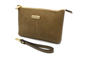 The Classic Wristlet - Tan - Magnetic Wristlet with removable handle
